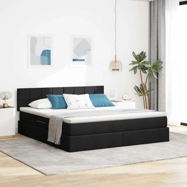 vidaXL Opbergbed met matras met hoofdeinde Zwart 160 x 200 cm fluweel