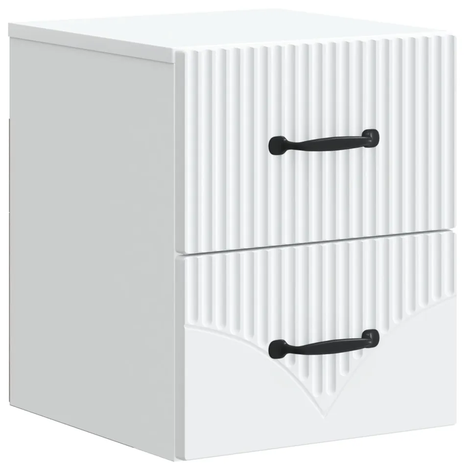 vidaXL Wandbeugel Bedkast met lade Wit 34,5 x 33 x 40 cm Bewerkt hout, foto 3