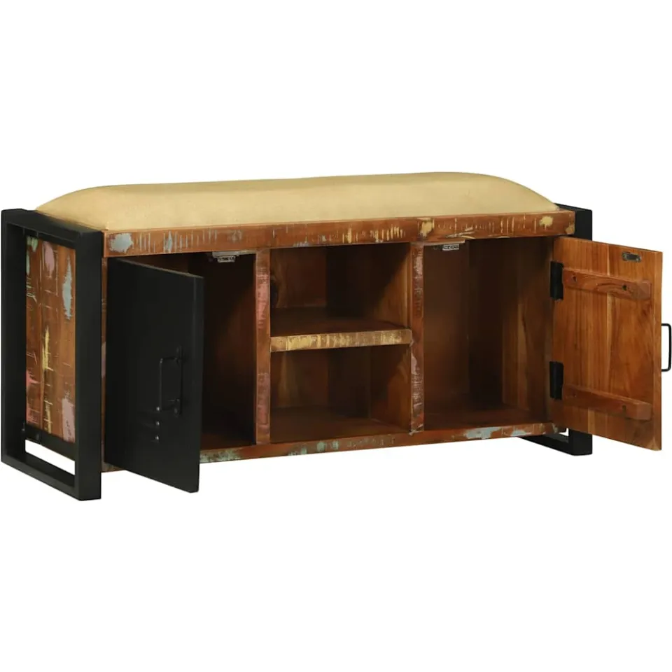 vidaXL Bank Kast Multikleur 100 x 35 x 50 cm Massief gerecycled hout meerkleurig, foto 2