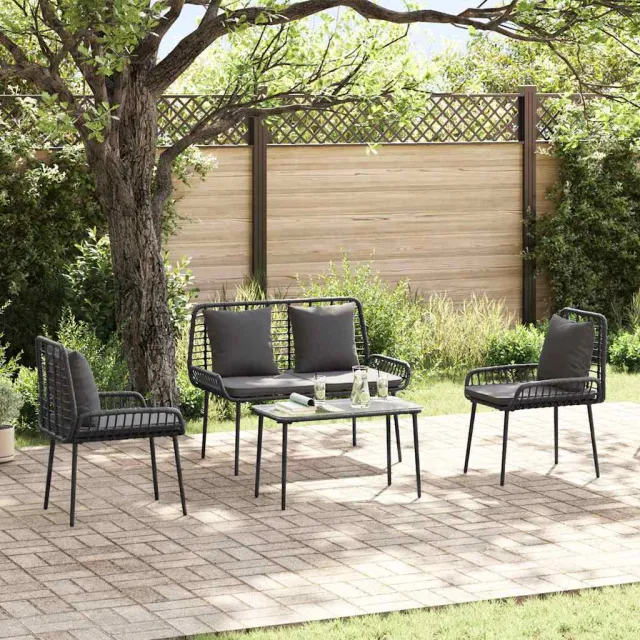 vidaXL Tuin eettafelset 3 st Zwart en Anthraciet poly rattan, foto 2