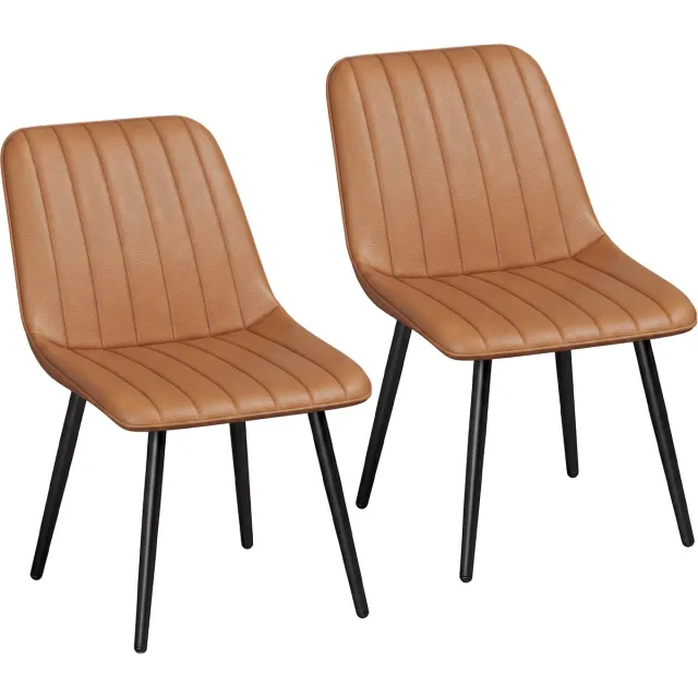 Homcom Eetkamerstoel - Synthetische bekleding, staal - 51 x 61 x 78 cm - Bruin