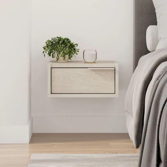 Skye Decor , Nachtkastje, Eco - Sandstone, Pusula, Gemelamineerde spaanplaat, Zandsteen & Pusula, 40 x 30 x 18,8 cm
