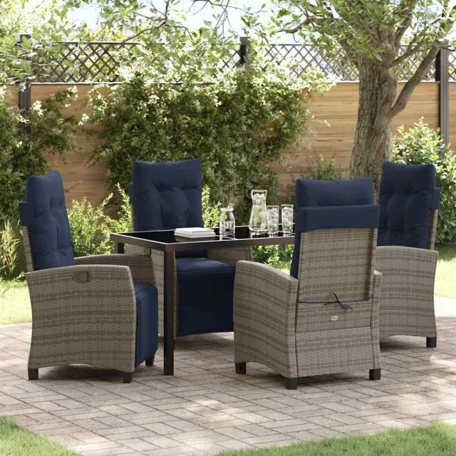 vidaXL Tuin eettafelset 5 st Grijs poly rattan, foto 2