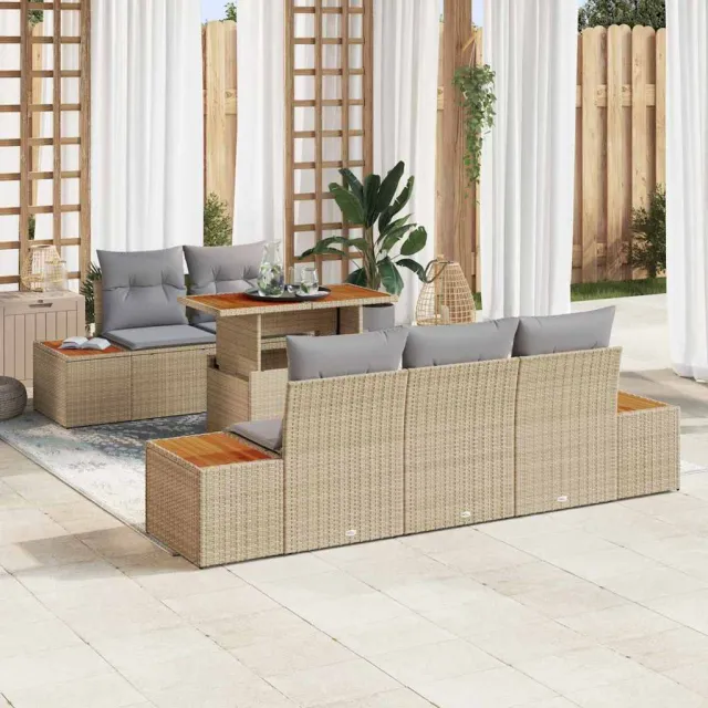 vidaXL Tuin Sofa Set 6 st Beige Poly riet, foto 2