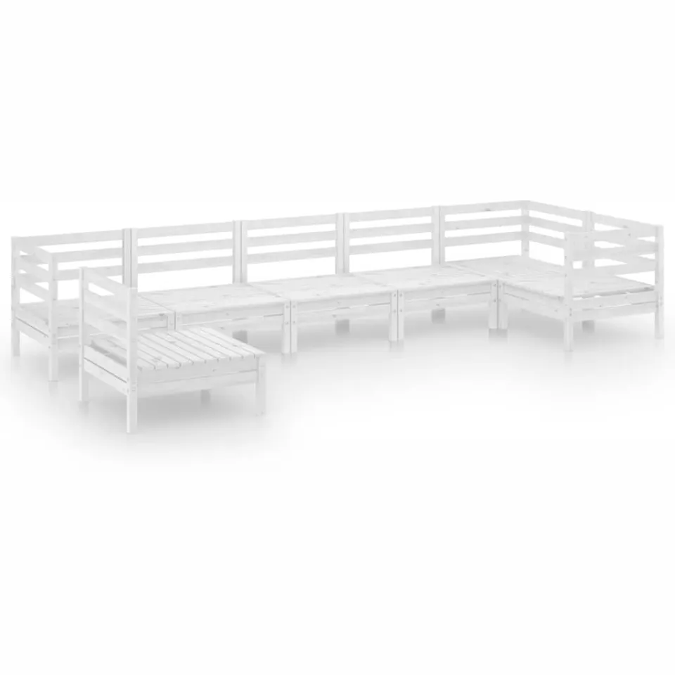 vidaXL 7-delige Loungeset massief grenenhout wit, foto 3