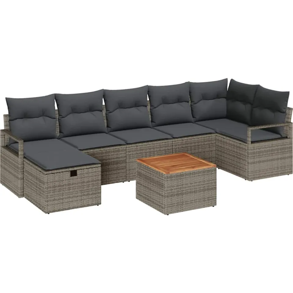 vidaXL Tuinbankenset 8 st Grijs Poly riet