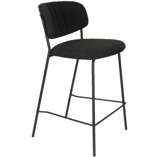 AnLi Style Counter Stool Jolien Black/Black Bouclé - set van 2