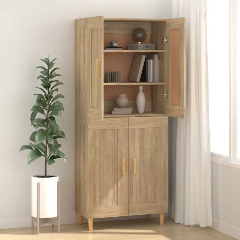 vidaXL Dressoir 69,5x34x90 cm bewerkt hout sonoma eikenkleurig, foto 3
