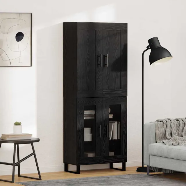 vidaXL Hoge kast 2 st Zwart Eiken 69,5 x 34 x 180 cm