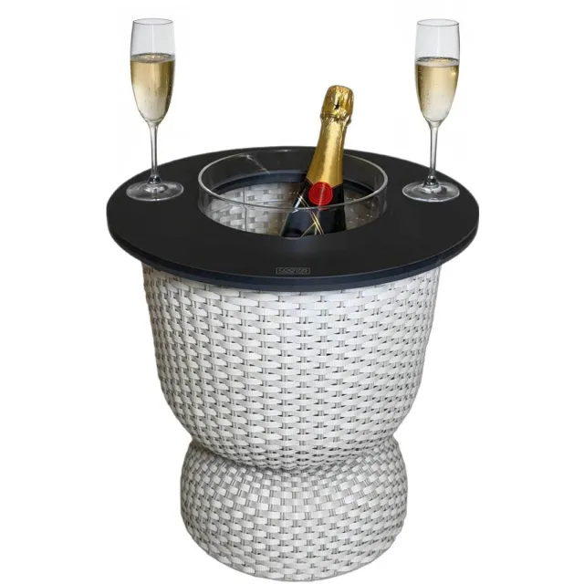 COOTAB Cooler Table 3-in-1 Loungetisch mit Acryl-Kühler Paris 43 cm champagner-schwarz