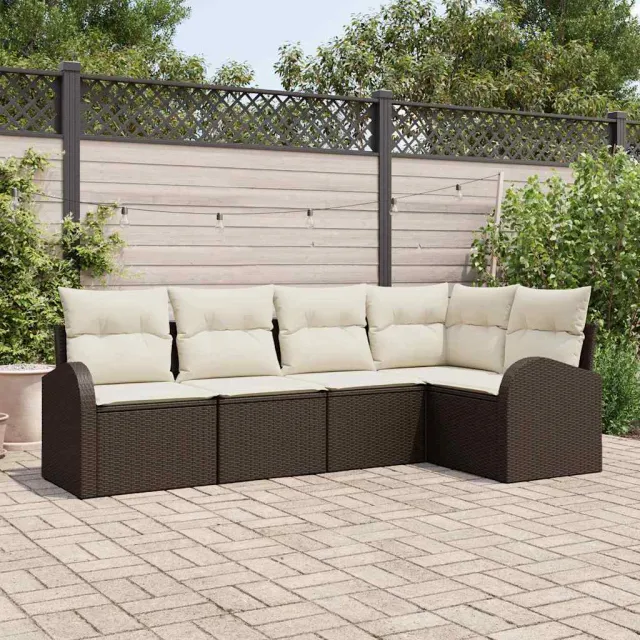 vidaXL Bankstel 5 st Bruin Polyester, foto 2