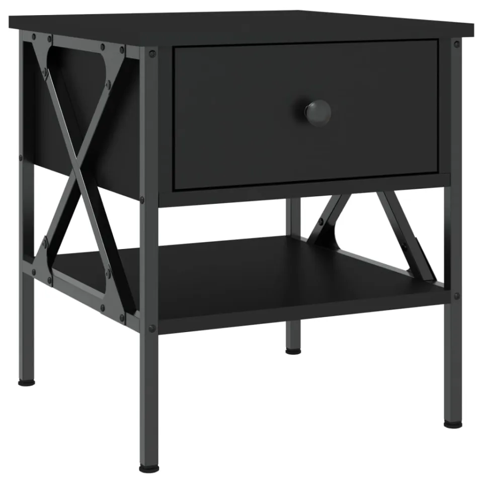 vidaXL Nachtkastjes 2 st 40x42x45 cm bewerkt hout zwart