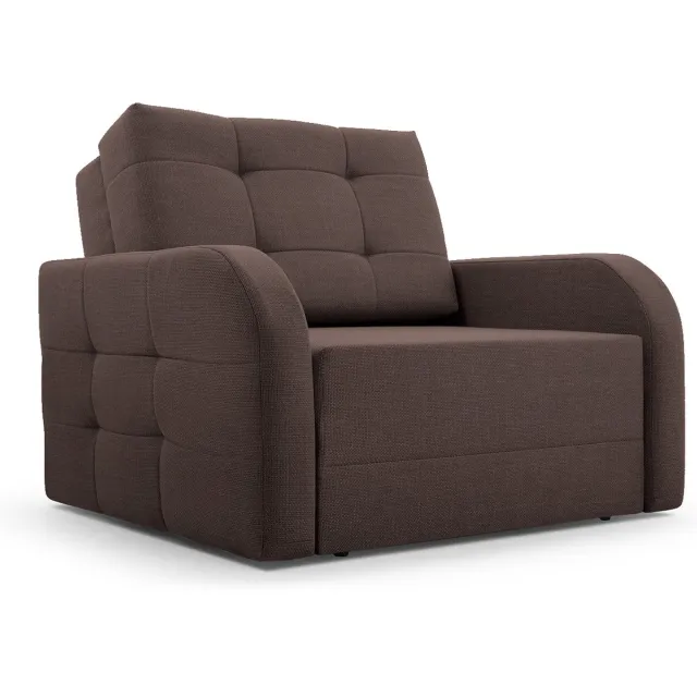 InspireME Fauteuil Met slaapfunctie Slaapbank Ban Porto 80 Fauteuil Slaapbank - Armstoel - Kinderbed - Compact en Comfortabel 101 cm - 1 zits - Bruin (BRAGI 45)