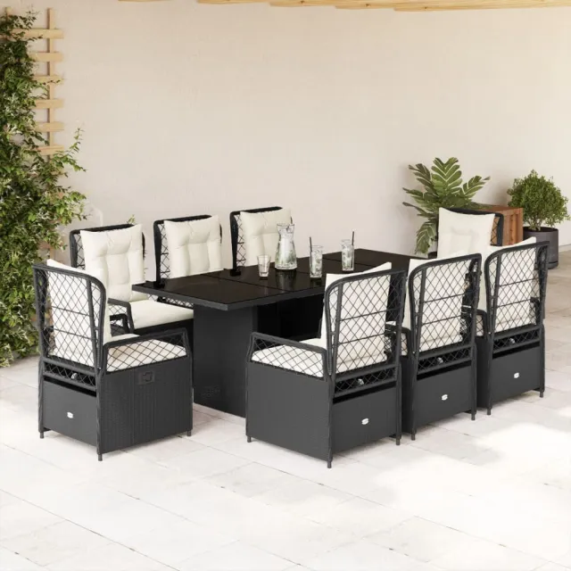 vidaXL 9-delige Tuinset poly rattan zwart, foto 2