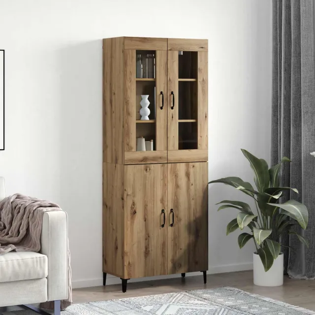 vidaXL Hoge kast 2 st Artisan Eiken 69,5 x 34 x 180 cm Bewerkt hout, foto 2