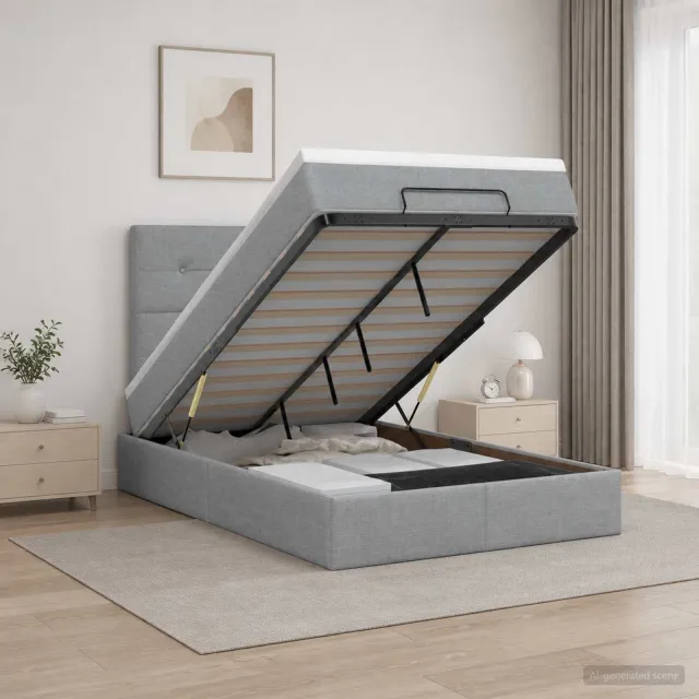vidaXL Ottoman bed met matras Lichtgrijs 120 x 200 cm Stof