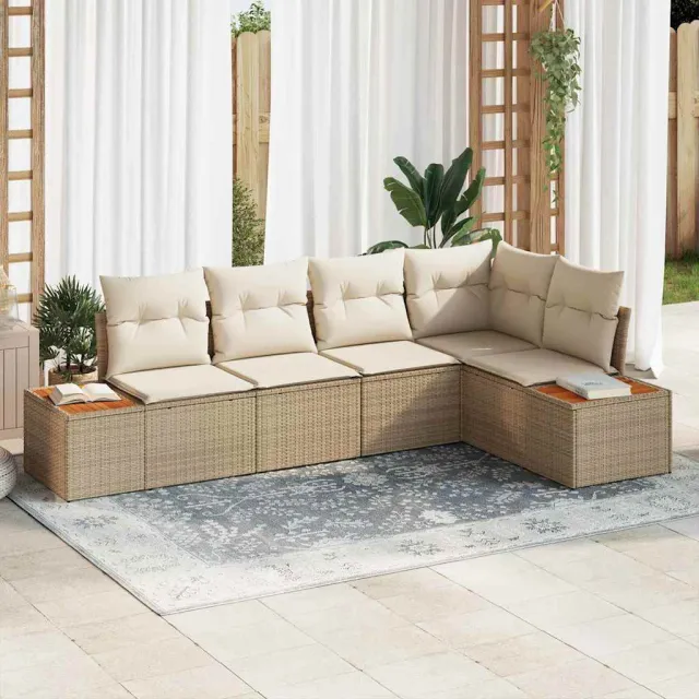 vidaXL Tuin Sofa Set 5 st Beige poly rattan, foto 2