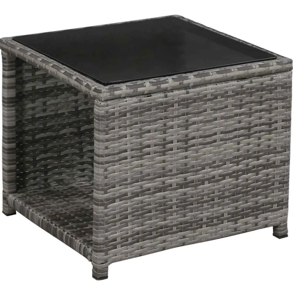 vidaXL 3-delige Bistroset met kussens poly rattan grijs, foto 3