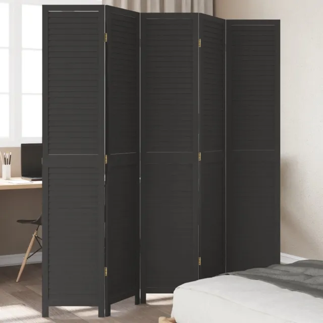 vidaXL Kamerscherm met 5 panelen massief paulowniahout zwart, foto 2