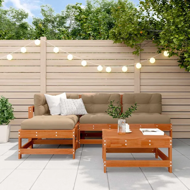 vidaXL Tuin loungeset 5 st Wasbruin Massief grenenhout bruin, foto 2