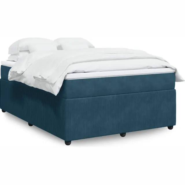vidaXL Boxspring met matras fluweel donkerblauw 160x200 cm blauw