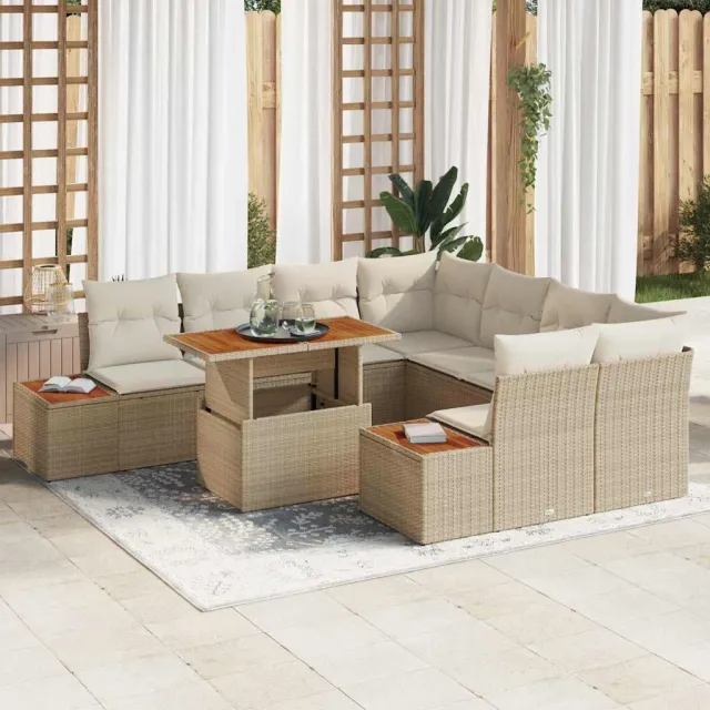 vidaXL Tuin Sofa Set 9 st Beige Poly riet, foto 2
