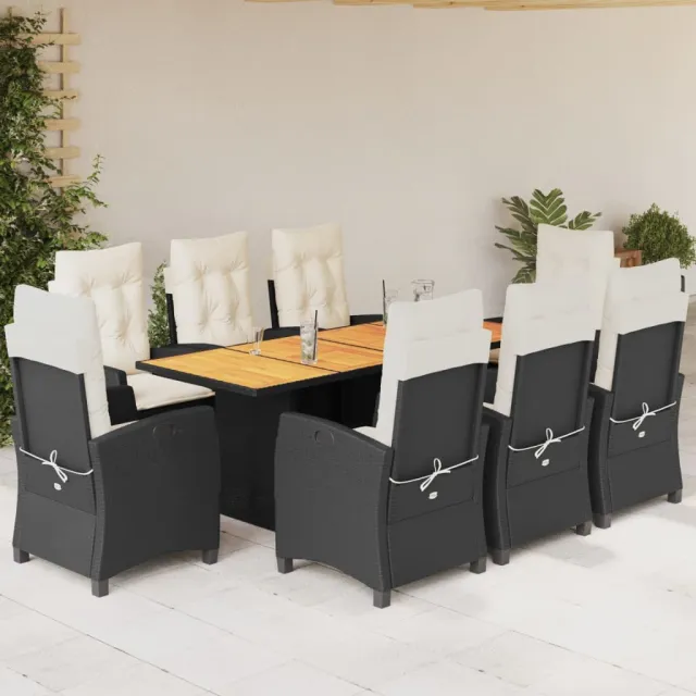 vidaXL 9-delige Tuinset poly rattan zwart, foto 2