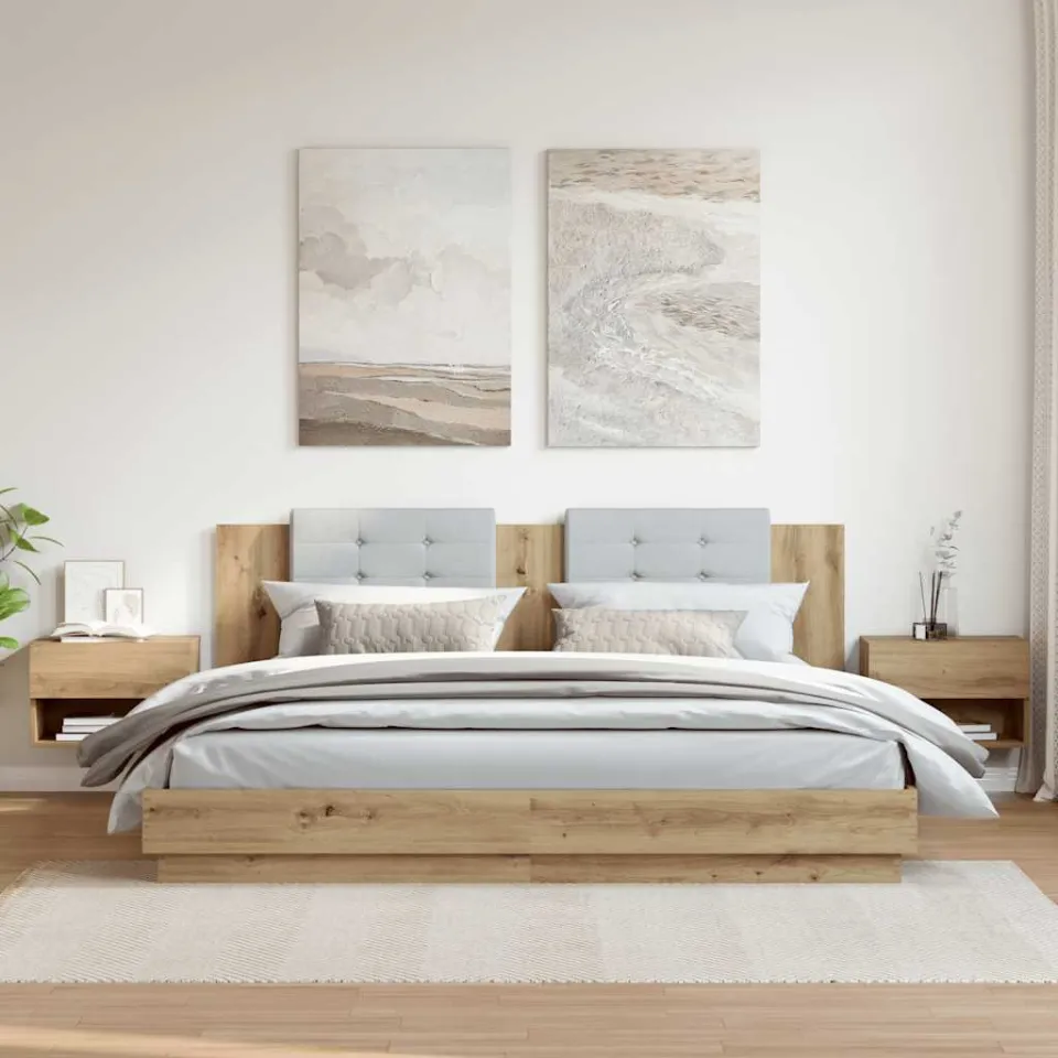 vidaXL Nachtkastjes 2 st wandgemonteerd artisanaal eikenkleur, foto 4