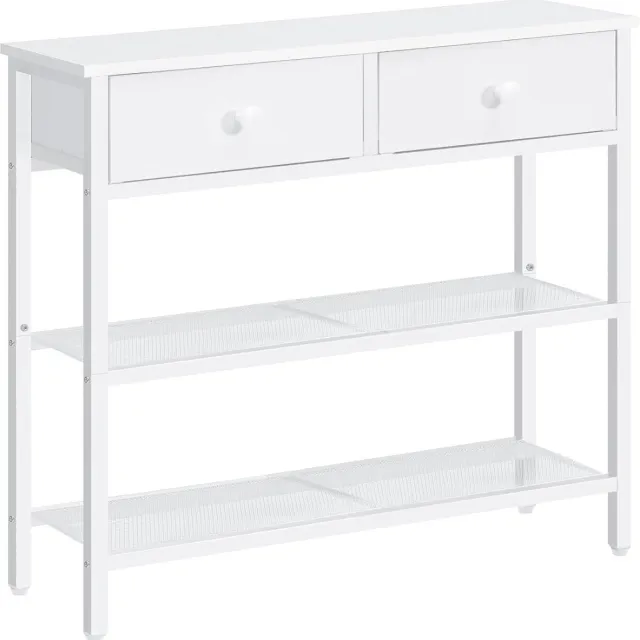 Trankielo Elegante Consoletafel – Smalle Gangtafel met Lade – Witte Bijzettafel met Opbergvakken – 75 cm Hoog