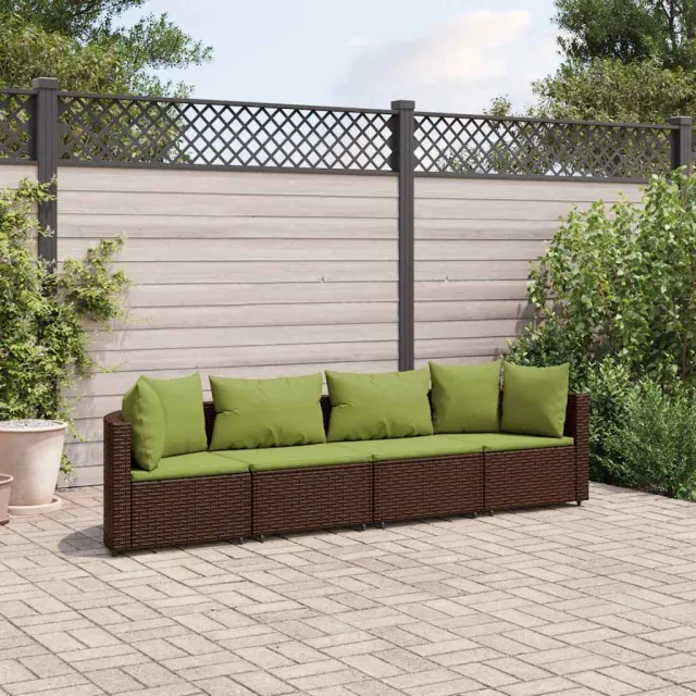 vidaXL 4-delige Loungeset met kussens poly rattan bruin, foto 2