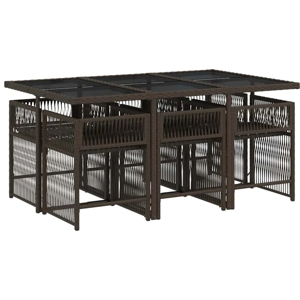 vidaXL 7-delige Tuinset met kussens poly rattan bruin, foto 4