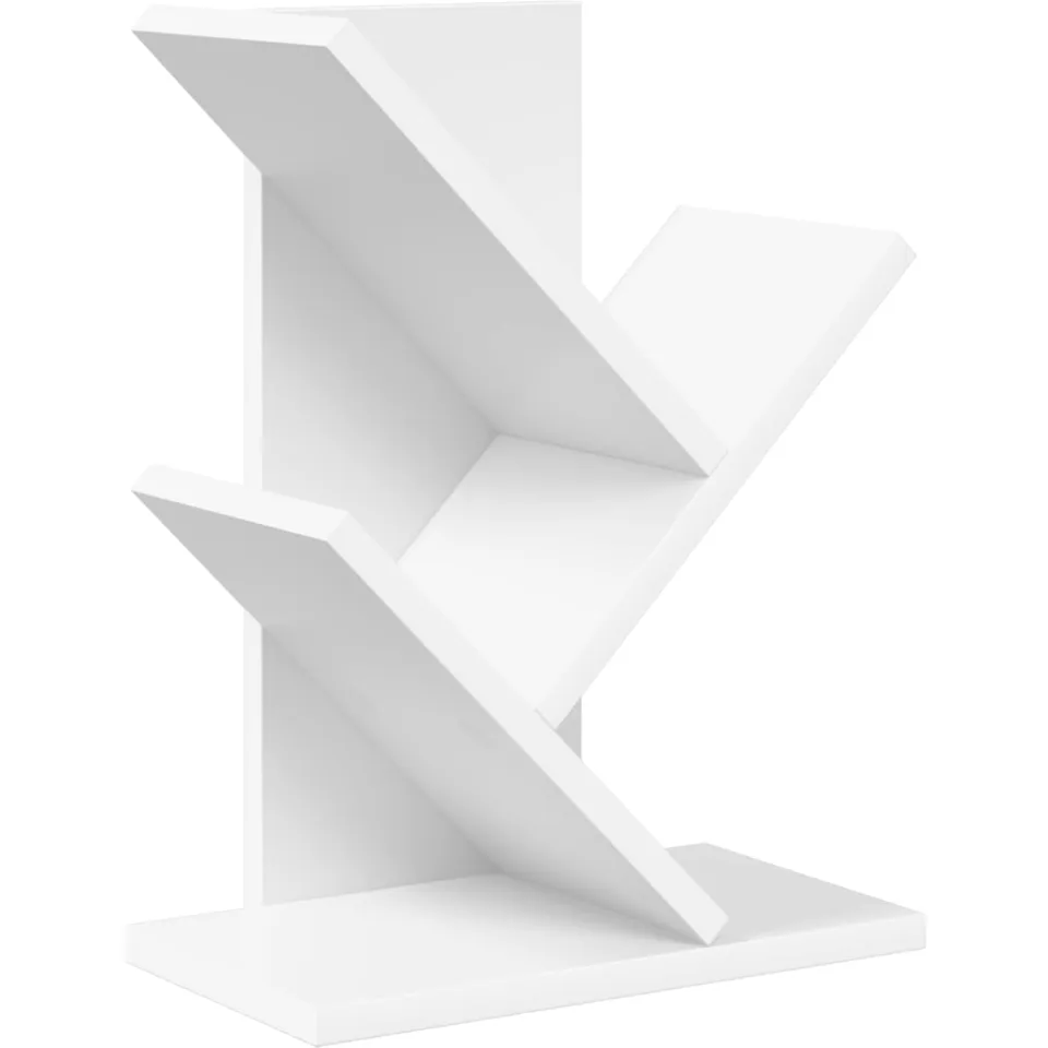 vidaXL Boomvormige boekenplank met 3 planken 30 x 18 x 40 cm Bewerkt hout Wit, foto 3
