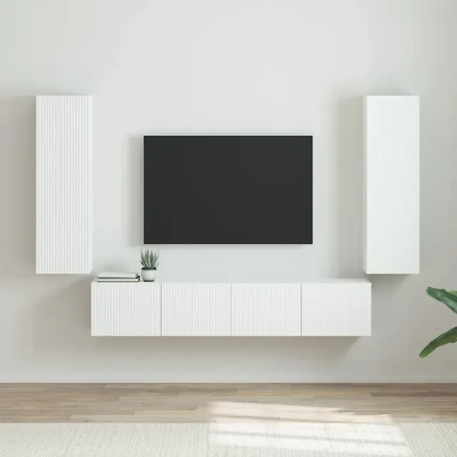 vidaXL TV Wandkast 2 st Glanzend Wit Bewerkt hout, foto 2