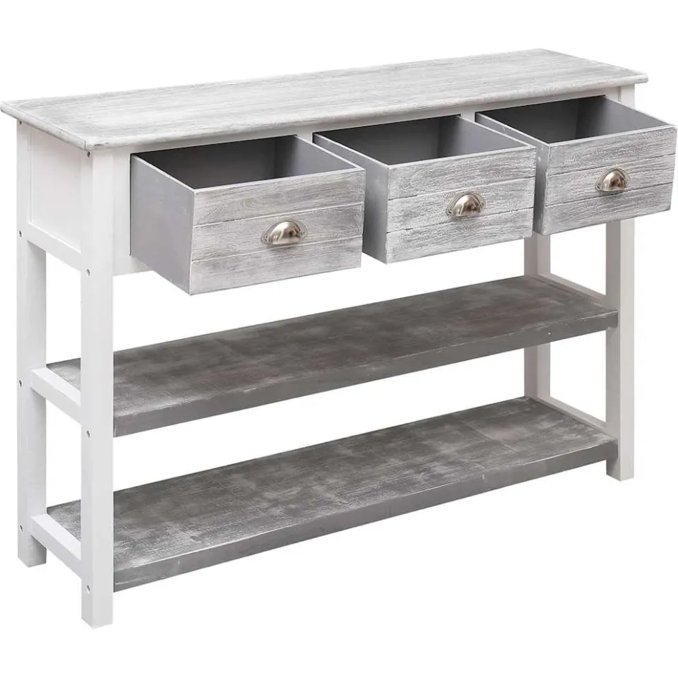 vidaXL Dressoir 108x30x76 cm massief paulowniahout antiekgrijs grijs, foto 4