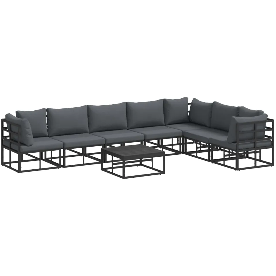 vidaXL Tuinbankenset 8 st Zwart Aluminium