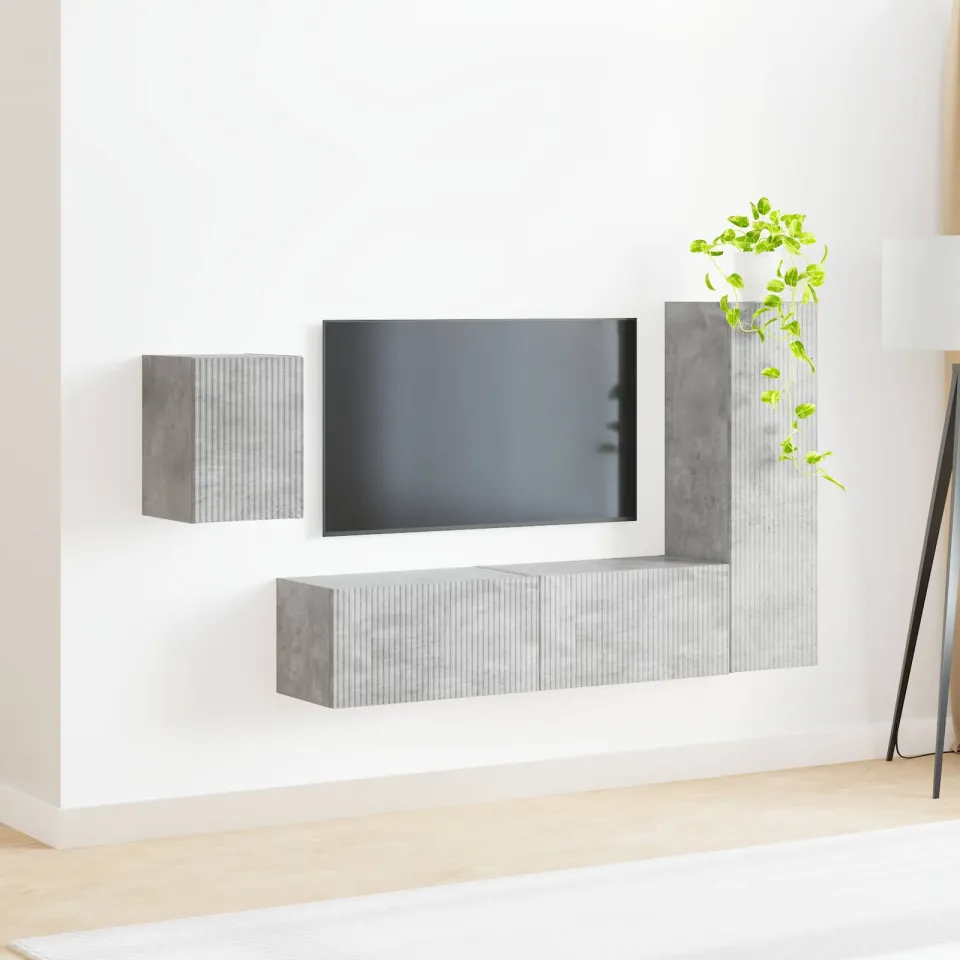 vidaXL Tv-meubelset 4 st 30 x 31 x 100 cm Beton Grijs, foto 4
