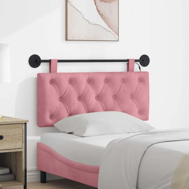 vidaXL Hangend hoofdbord Roze Fluweel