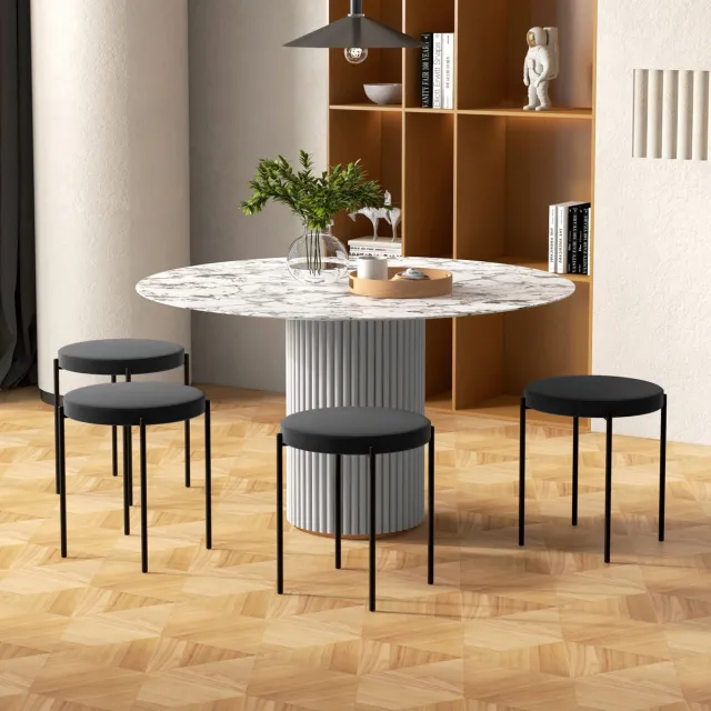 COVREO Eetkamerkruk 41,5x41,5x46 cm zwart, metaal en velvet stapelbaar