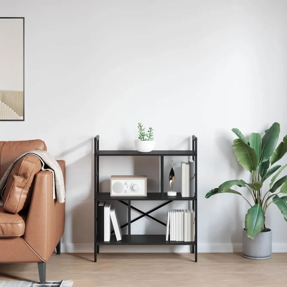 vidaXL Boekenkast 5-laags 75 x 30 x 91 cm Bewerkt hout Zwart Eiken, foto 4
