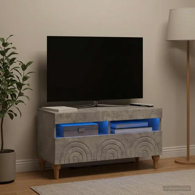 vidaXL LED tv-meubel ALKMAAR 81 x 35 x 43 cm Betongrijs Bewerkt hout grijs, foto 2