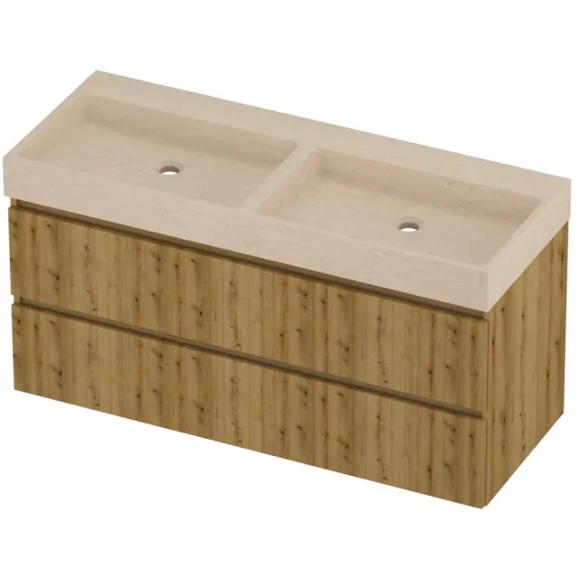 Proline Evoli Badmeubelset Hardsteen Loft 120x46x62 cm Sand Stone Urban Oak Eiken