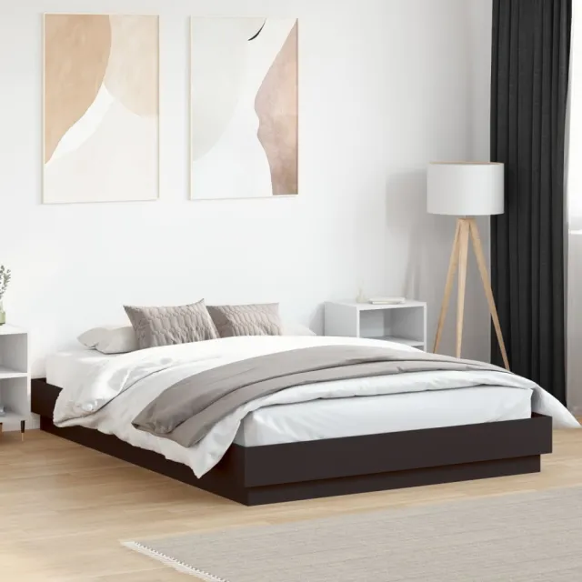 vidaXL Bedframe met LED zonder matras 150x200 cm zwart