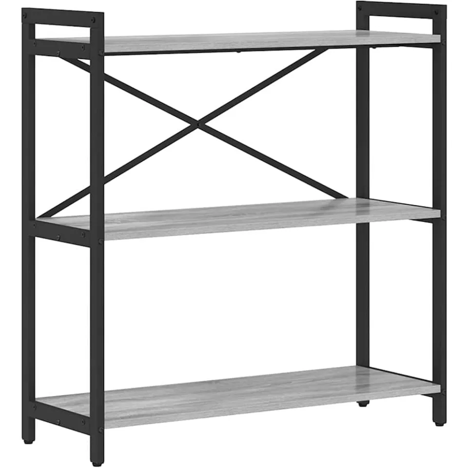 vidaXL Boekenkast 80 x 30 x 85 cm Bewerkt hout Grijs sonoma, foto 4