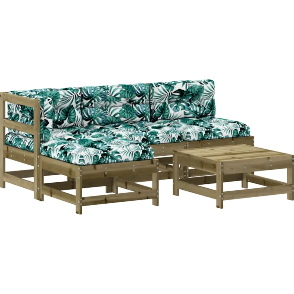 vidaXL 5-delige Loungeset met kussens geïmpregneerd grenenhout bruin, foto 3