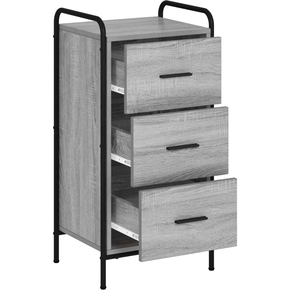 vidaXL Dressoir Grijs Sonoma 97 x 33 x 81 cm Bewerkt hout, foto 2