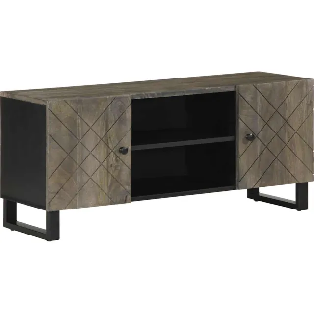 vidaXL Tv-meubel 105x33x46 cm massief mangohout zwart