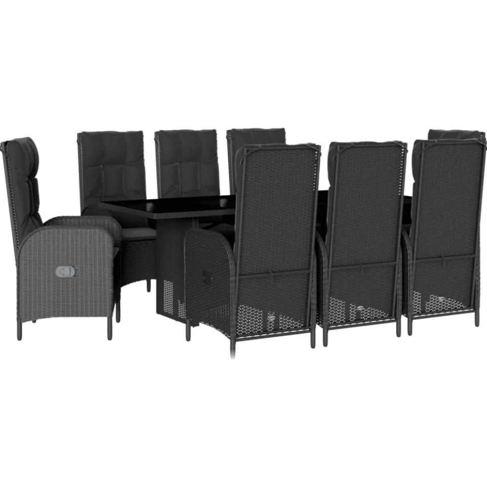vidaXL 9-delige Tuinset poly rattan zwart, foto 3