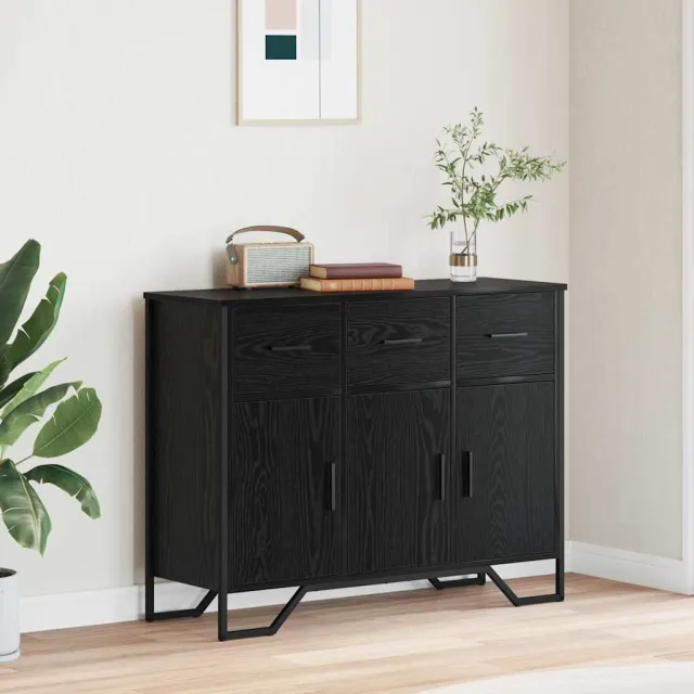 vidaXL Dressoir Zwart Eiken 97 x 32,5 x 74,5 cm, foto 2