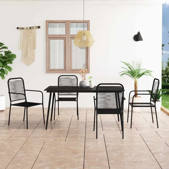 vidaXL 5-delige Tuinset katoenen touw en staal zwart, foto 2