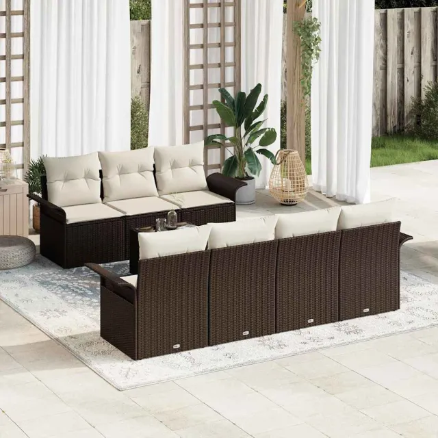 vidaXL Tuinbankenset 8 st Zwart poly rattan